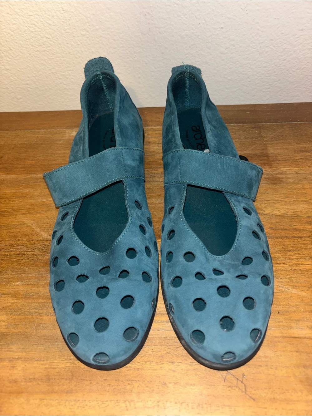 Arche Teal Suede Mary Jane Flats